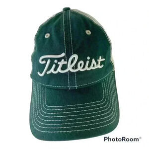 Titleist Baseball Hat Cap Adjustable Strap Green And White.